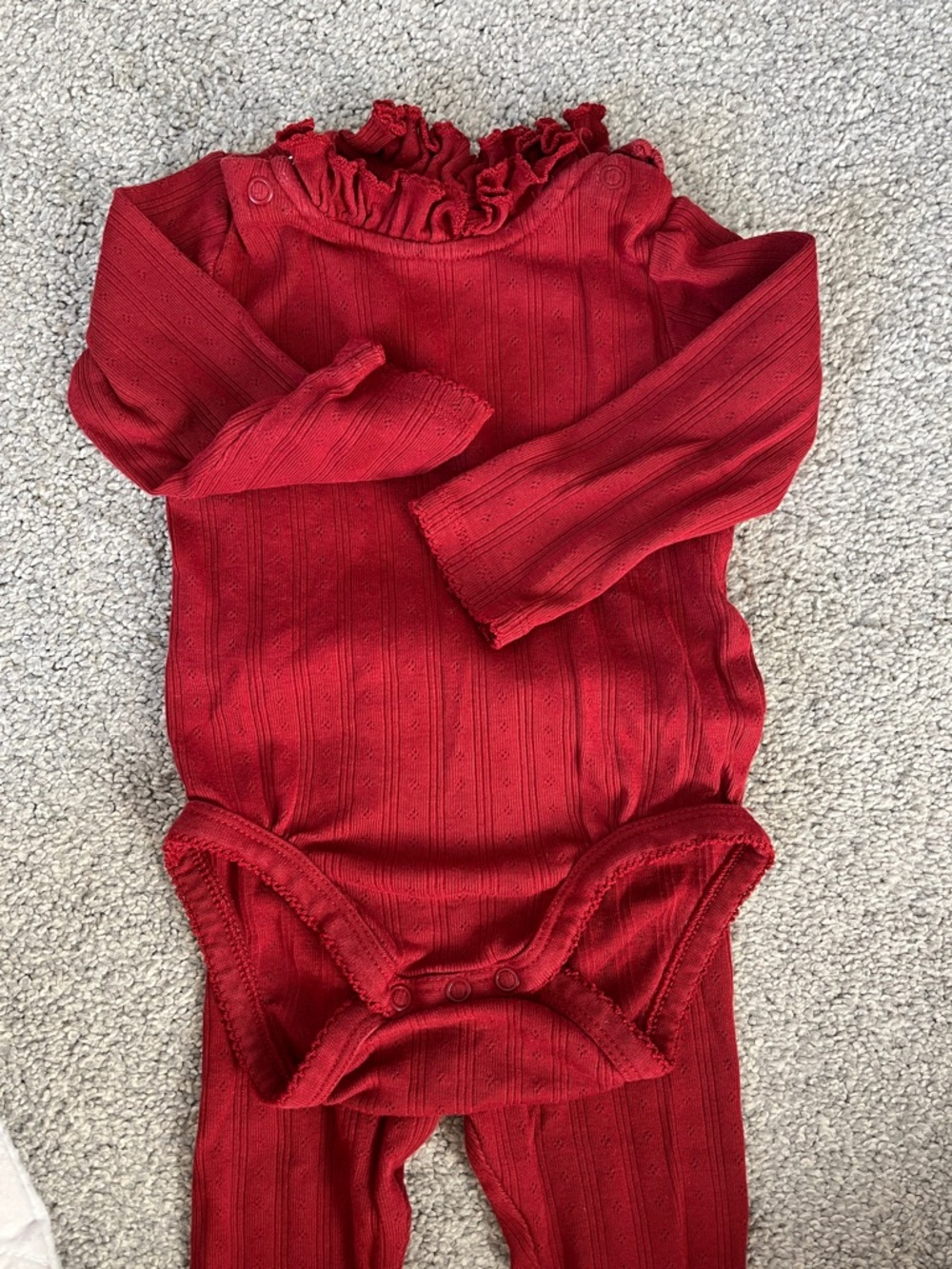 H&M Red Ribbed Baby Onesie and Pants Set